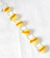 Transparent Yellow and Cream Fused Glass Silver Plated Bracelet