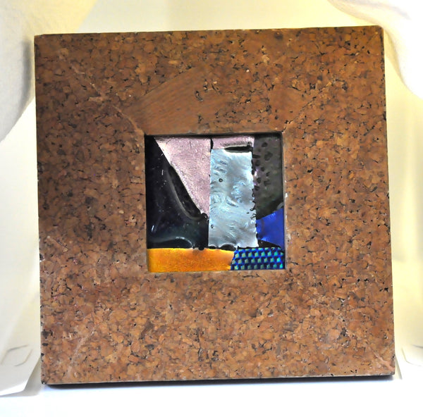 Fused Glass Abstract in Frame