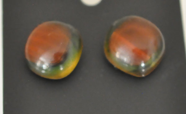 Amber Fused Glass Earrings on Stainless Steel Posts