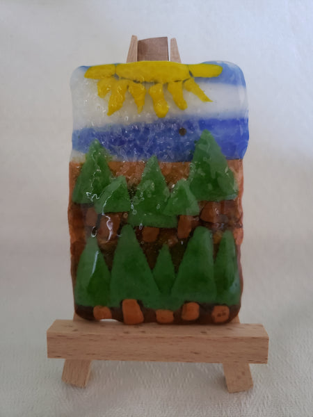 A Sunny Day in the Woods Fused Glass Art