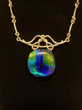 Blues and Greens Dichroic Fused Glass Necklace