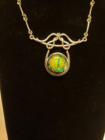 Greens and Golds Dichroic Fused Glass Necklace
