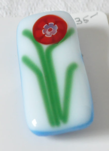 Red Millefiori Flower Fused Glass Pin