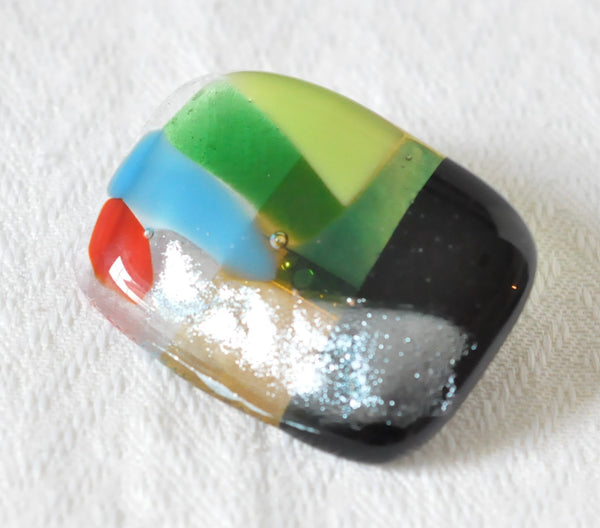 Geometric Pattern with Silvery Dichroic Fused Glass Pin