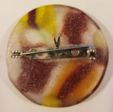 Red, Yellow and Clear Round Fused Glass Pin