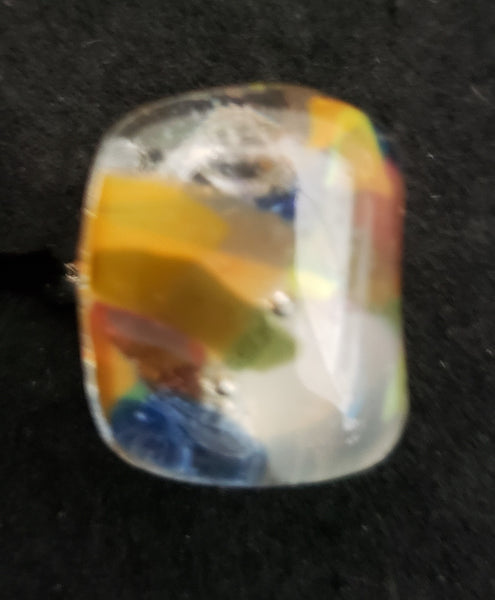 Multicoloured and Clear Fused Glass Ring