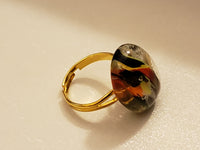 Marble Stripe in Clear Fused Glass Ring
