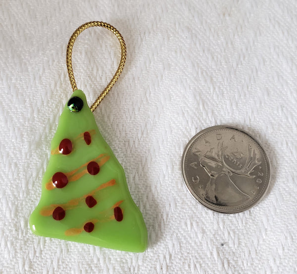Little Light Green Christmas Tree Fused Glass Ornament