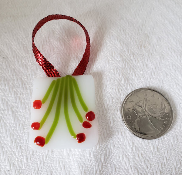 Christmas Berries Fused Glass Ornament