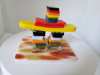Fused Glass Rainbow Inukshuk