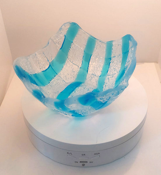 Woven Glass Bowl - Blue Thatch