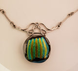 Striped Dichroic Fused Glass Necklace