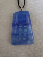 Dichroic on Stripy Blue Fused Glass Pendant
