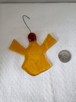 Transparent Yellow Fused Glass Angel Christmas Ornament