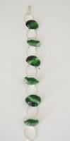 Turquoise and Clear Fused Glass on Silver Plated Bracelet