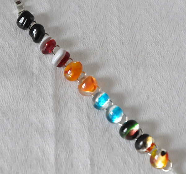 Multicoloured Fused Glass on Silver Plated Bracelet