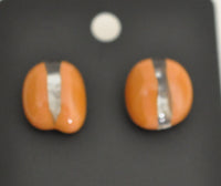 Caramel and Clear Fused Glass Earrings on Stainless Steel Posts