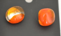 Orange Fused Glass Earrings on Stainless Steel Posts