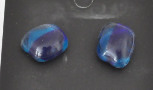 Blue and Turquoise Fused Glass Earrings on Stainless Steel Posts
