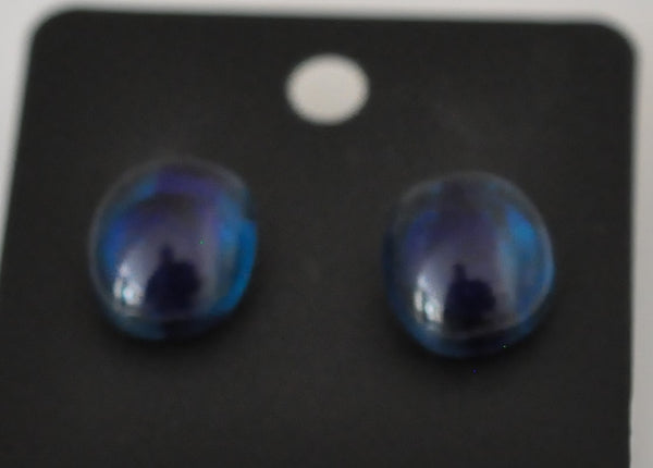 Turquoise and Blue Fused Glass Earrings on Stainless Steel Posts