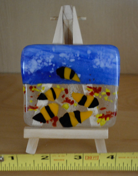 Fused Glass Bees Scene