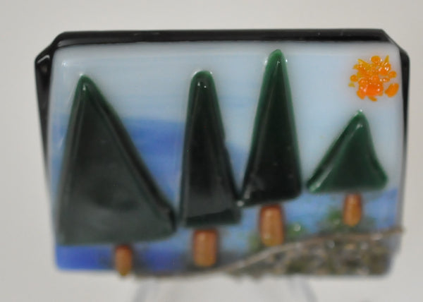 A Sunny Day in the Forest Fused Glass Landscape