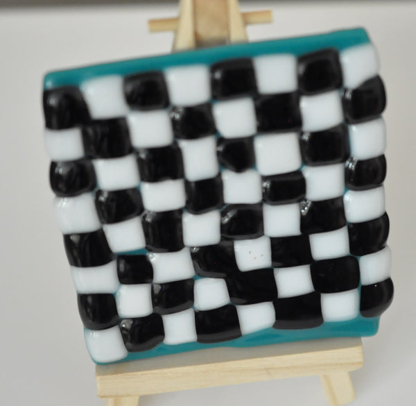 Fused Glass Checkerboard Decoration