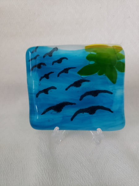 Birds in Flight Fused Glass Ornament