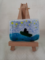 One Night at Sea Fused Glass Shelf Art