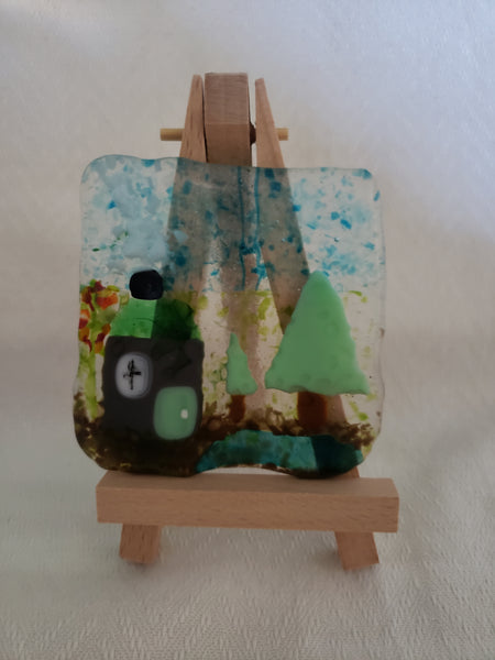 Cottage in the Woods Fused Glass Art