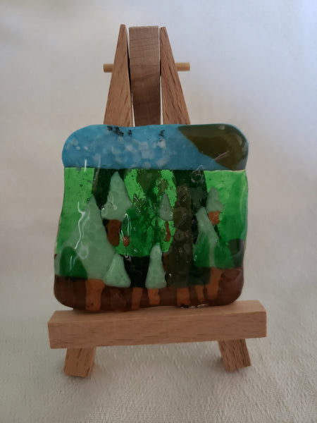 Evergreen Forest Fused Glass Art
