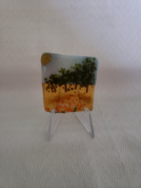 Trees and Flowers Fused Glass Art