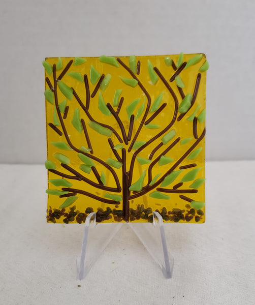 Leafy Tree Fused Glass Art