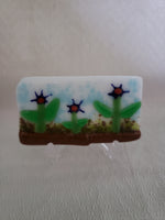 Three Happy Wildflowers Fused Glass Art