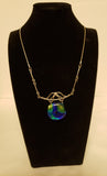 Blues and Greens Dichroic Fused Glass Necklace