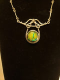 Greens and Golds Dichroic Fused Glass Necklace