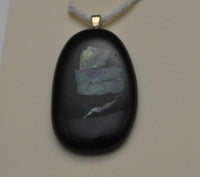 Dichroic on Black Oval Fused Glass Pendant