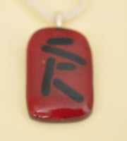 Black on Transparent Red Rectangular Pendant