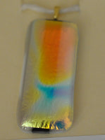 Colourful Dichroic Rectangular Fused Glass Pendant
