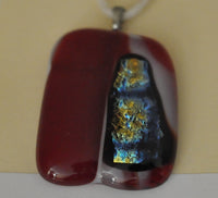 Red, White and Dichroic Fused Glass Pendant