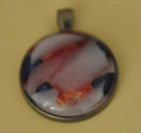 Round Multicoloured Fused Glass on Bronze Pendant
