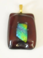 Dichroic on Purple Rectangular Fused Glass Pendant