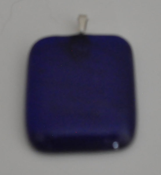 Deep Blue Rectangular Fused Glass Pendant