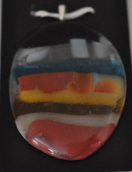 Multicoloured Oval Fused Glass Pendant