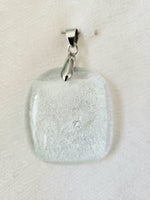 Silvery Iridescent Fused Glass Pendant