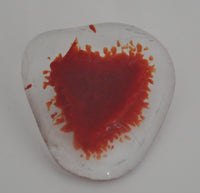 Fuzzy Red Heart in Clear Fused Glass Pin
