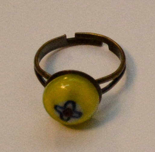 Yellow Millefiori Fused Glass Ring