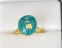 Dichroic on Green Fused Glass Ring