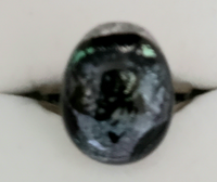 Silvery and Black Dichroic Fused Glass Ring