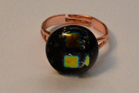 Dichroic and Black Fused Glass Ring
